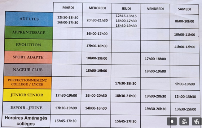 Planning cours